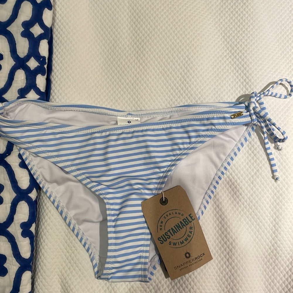 Brand new women’s snapper rock light blue stripped bikini never worn with tags